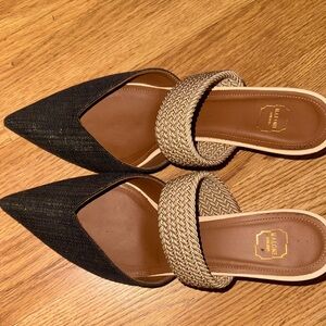 Malone Souliers Black and Tan Mules